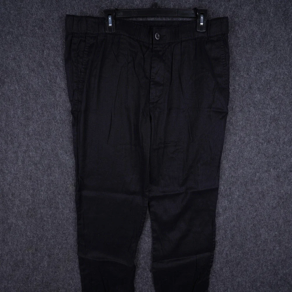 Tommy Bahama Linen Blend Drawstring Pants Men XL Black EUC Casual Resort 34x31